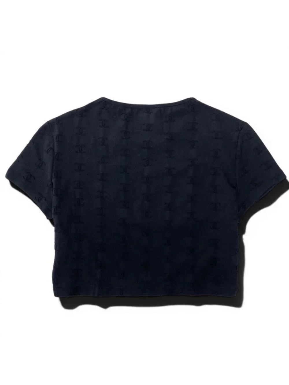 Chanel Vintage CC Logo Cropped T Tight Top Black